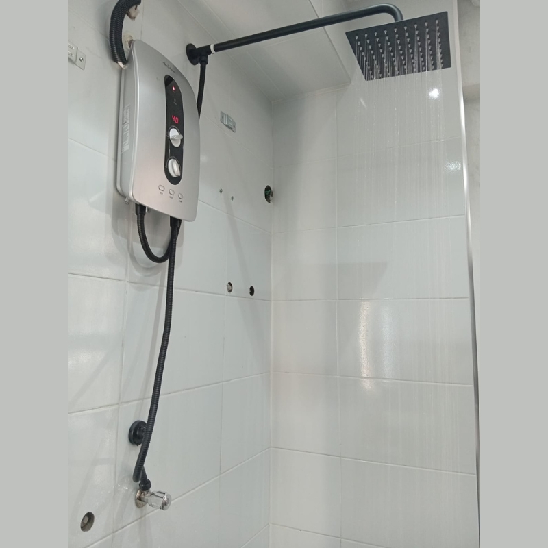 Grey Water heater with inbuilt booster pump & Elegant Black Top shower